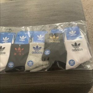 Adidas Black and Gray Athletic Crew Socks